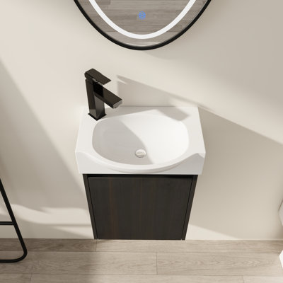 16" Modern Farmhouse Vanity with Ceramic Sink and Storage Cabinet