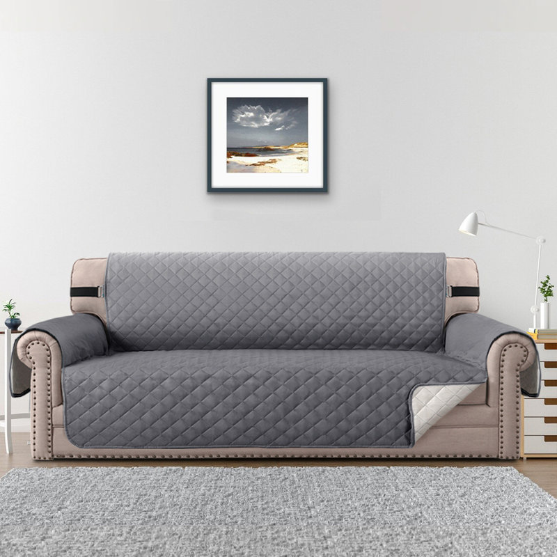Housse pour fauteuil à coussins carrés/rectangulaires, 100 % polyester gris, H 75 po x l 66 po x P 22 po