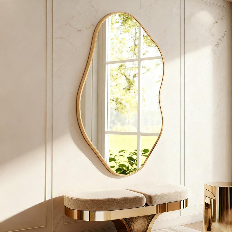 Inrregular Wall Mirror - Wall Mirrors Decorative Asymmetrical Mirror Tempered Glass Aviation Aluminum Alloy Frame For Bathroom, Bedroom, Living Room, Cloakroom, Entryway
