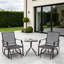 3 Piece Glider Rocking Chair Set Grey Outdoor Patio Bistro Furniture with Table Single Seater Rocker Garden Swing for Porch Balcony
