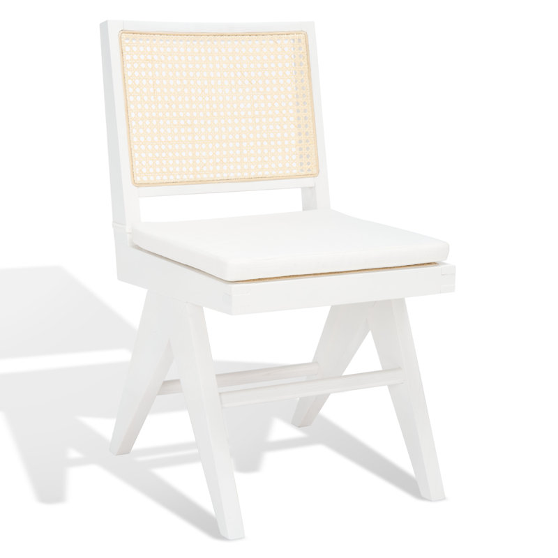 Chaise rembourrée en lin H 16,9 po Josephina, Blanc