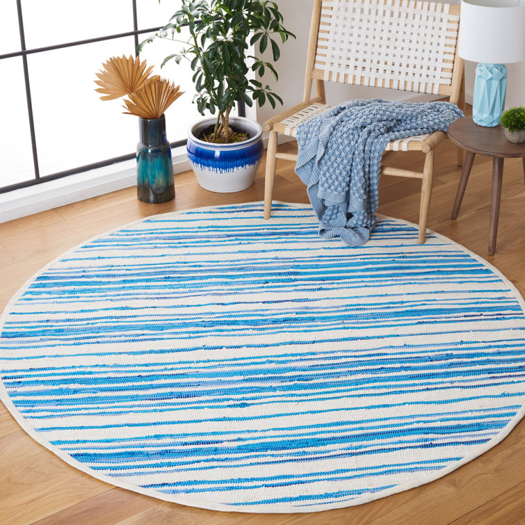 Brogun Handwoven Cotton Ivory/Blue Area Rug