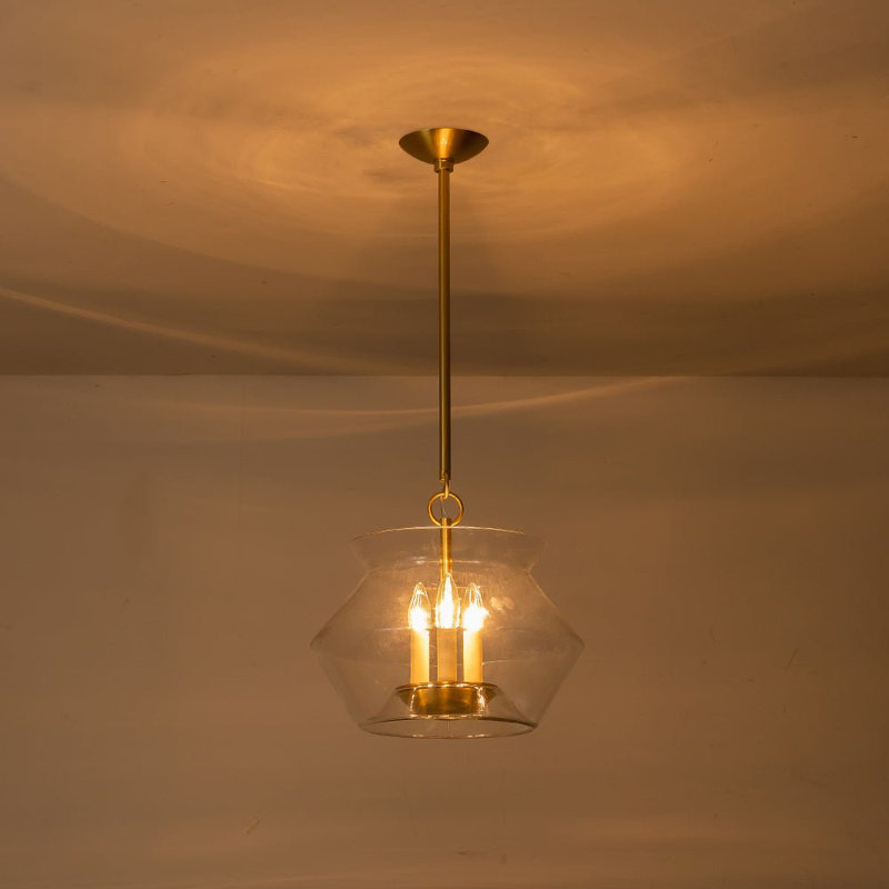 Mineola 3-Light Sculptural Clear Glass Pot Pendant