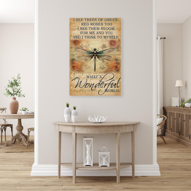 «What A Wonderful World», feuille sur toile, impression, H 20 po x l 16 po x P 1,25 po
