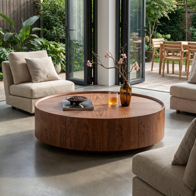 Table basse circulaire avec base en fer