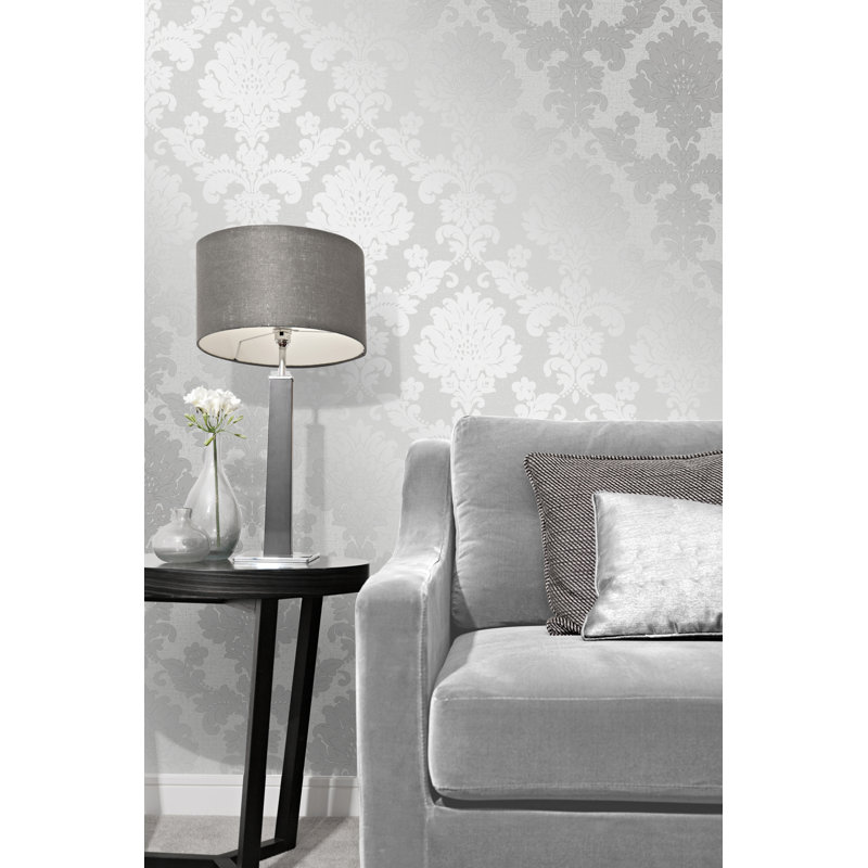 10m x 53cm Semi-Gloss Wallpaper Roll, Silver