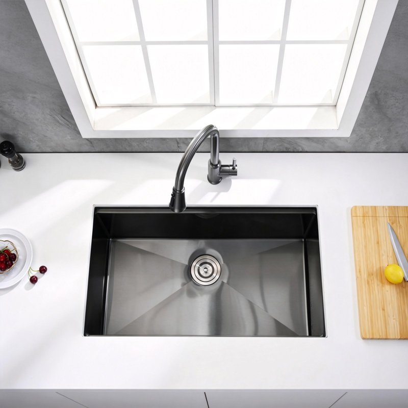 Évier de cuisine en acier inoxydable encastrable 33 po x l 19 po avec accessoires, Noir