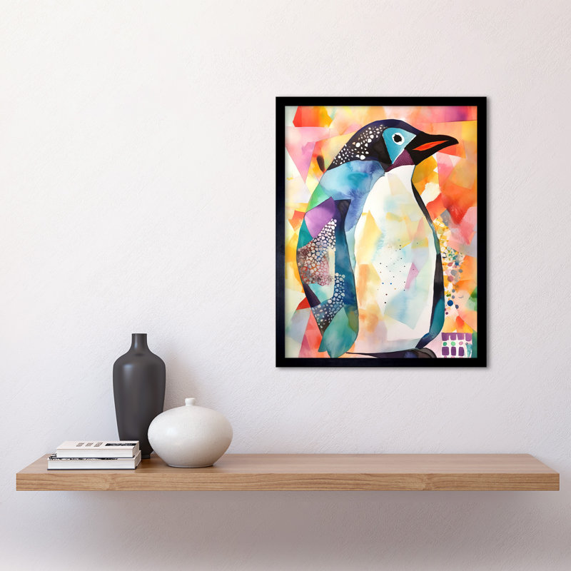 Polygon Colour Penguin 1 Piece Single Picture Frame Wall Art