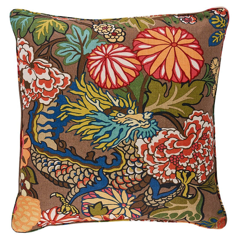 Chiang Mai Dragon Pillow, Mocha