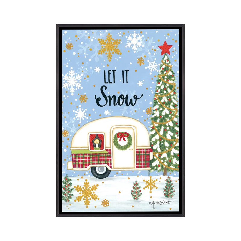 « Let It Snow camper » par Annie LaPoint-impression d’art graphique, Pas de tapis, H 26 po x l 18 po x 1,5 po