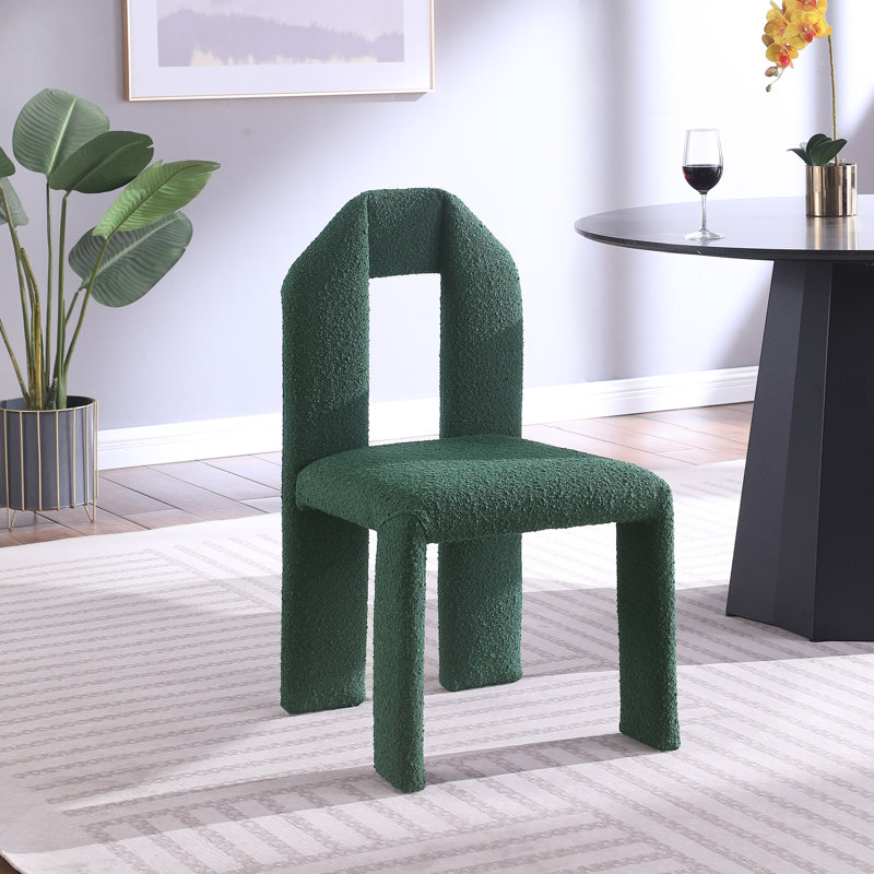 Chaise rembourrée Bennett, Tissu bouclé vert