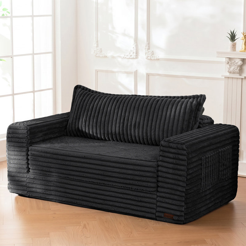 Canapé à billes, canapé-lit 3 en 1, Polyester noir
