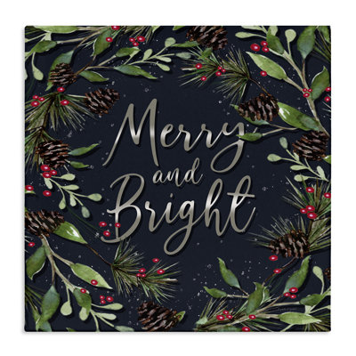 Merry & Bright avec toile de feuilles de houx, design par Elizabeth Tyndall