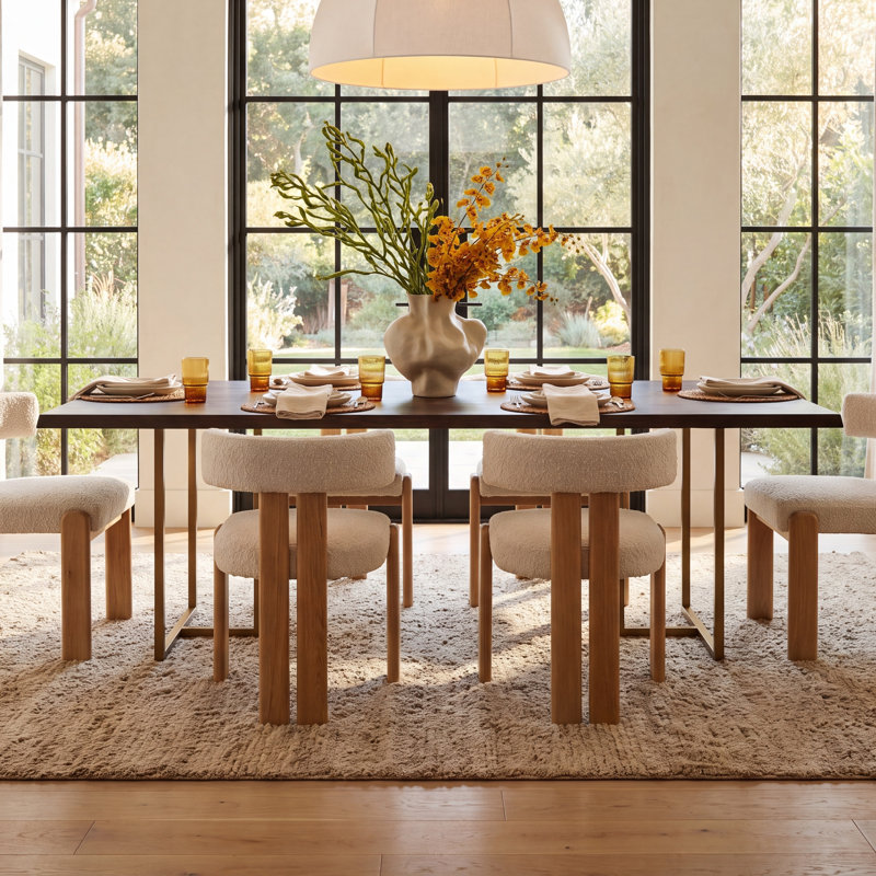 Remi Metal Base Dining Table - Brown