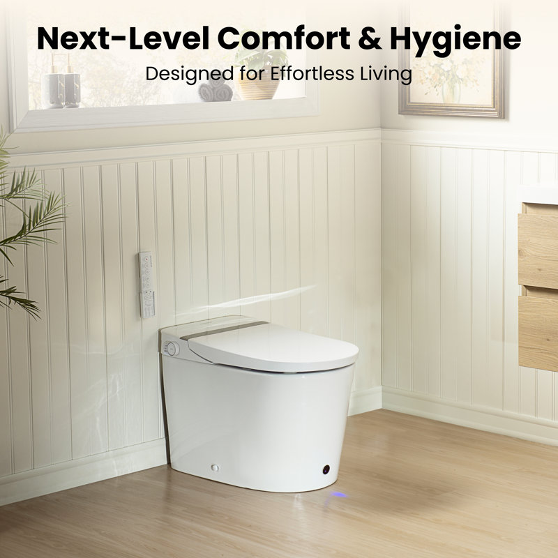 Smart Toilet with Full-Coverage Sensor Seat, Auto Open & Close Lid, Foam Shield, UV-C Self-Cleaning Bidet, Heated Seat & Warm Water Wash, Auto Flush, Night Light, 12" Rough-In