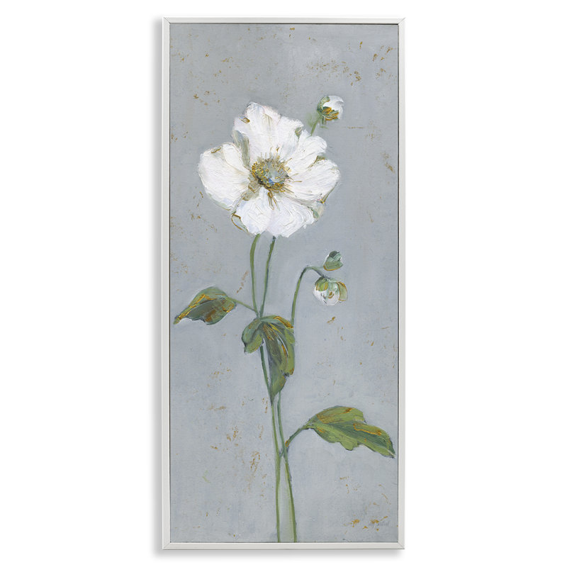 «Simple Bloom», estampe numérique de Sally Swatland, H 24 po x l 10 po, Estampe numérique encadrée blanc bord de mer