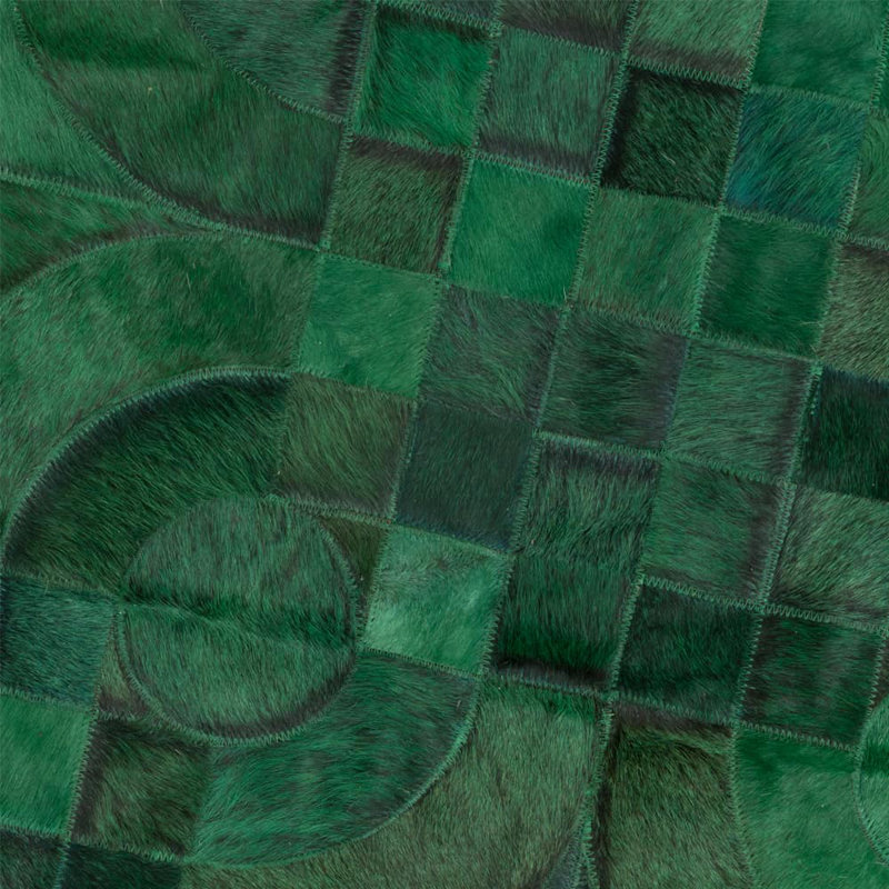 Optico Cowhide Geometric Area Rug in Green, Rectangle 6'7" x 9'10"