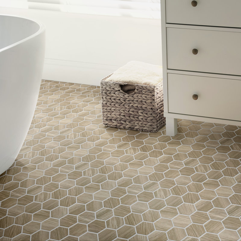 Llama 2" Hex 11-1/8 " x 12-5/8 " Porcelain Mosaic Floor and Wall Tile, Brown