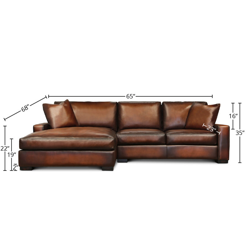 Uptown Cowboy Chaise Sectional, Left Hand Facing, Desert Longhorn Genuine Leather