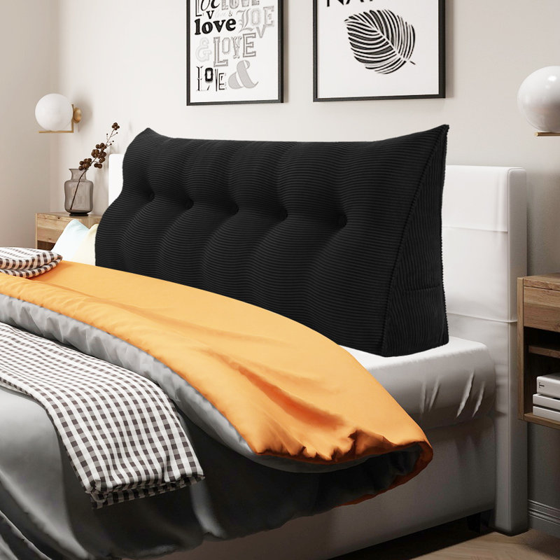 Coussin de lecture Sit-up Back Comfort 100% coton velours côtelé, Grand, Noir