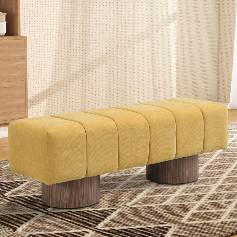 Banc rembourré l 50 po, Jaune