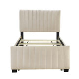 Luxurious Velvet Upholstered Platform Bed with Twin Trundle for Ultimate Comfort