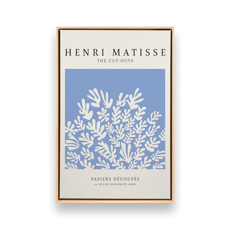 Affiche La Gerbe en bleu Matisse, H 12,75 po x l 8,75 po, Cadre américain en érable flottant