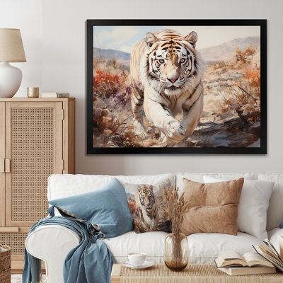 " White Tiger On Rolling Grassland II "