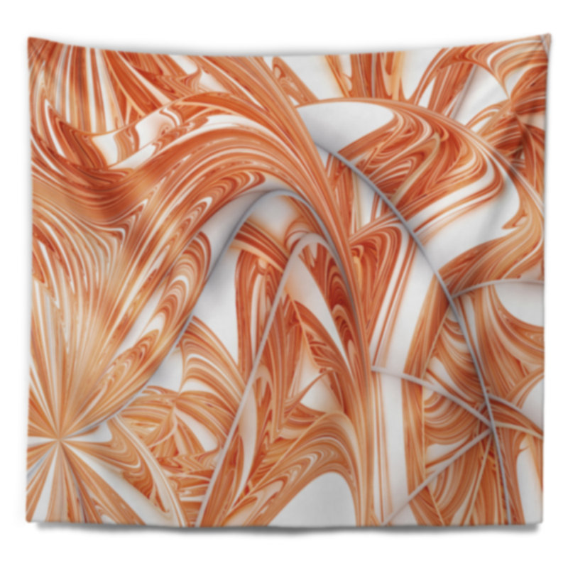 Tapisserie abstraite à motif fractal d'hiver brun, H 78 po x l 92 po