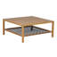 Table basse d'extérieur en bois d'acacia avec tablette de rangement en corde tissée