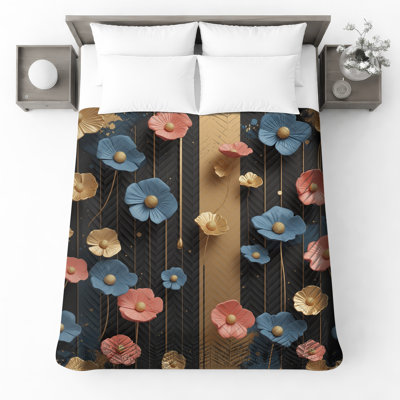 Couvre-lit matelassé doré et rose
