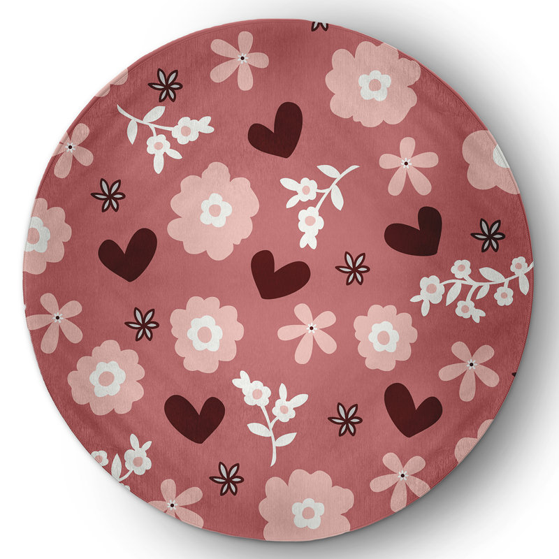 Chenille Floral Indoor Rug, Round 5'