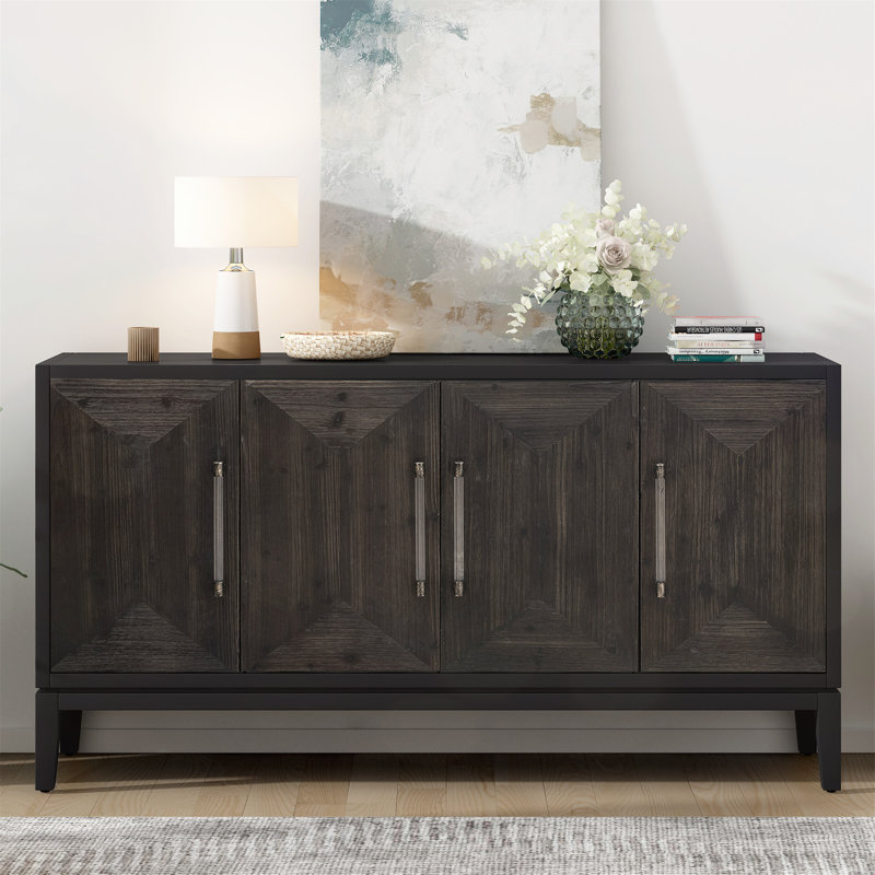 Versatile FourDoor Sideboard with Exquisite Design for All Spaces, Black