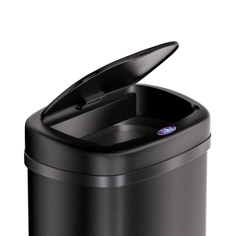Rontavis Stainless Steel Kitchen Trash Can, Black, 71cm H x 40cm W x 29cm D