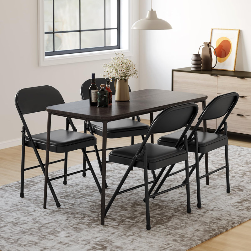 Polyurethane Patio Folding Chair Folding Chair Set, Black