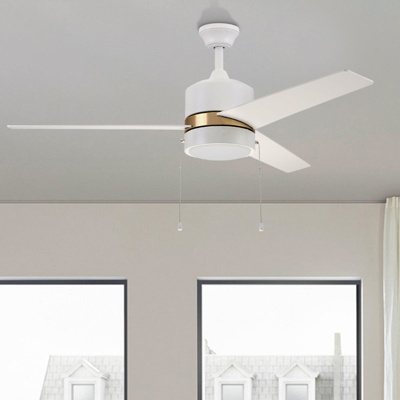 Dulac 52'' Ceiling Fan with LED Lights, White/Gold