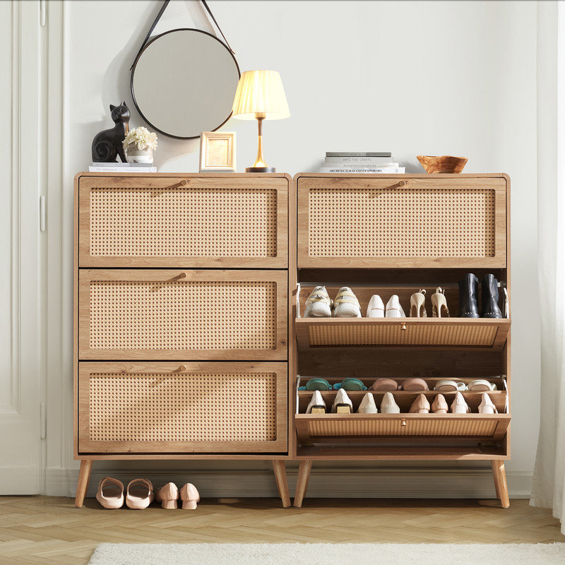 24 Pair Shoe Storage Cabinet (Set of 2), Brown