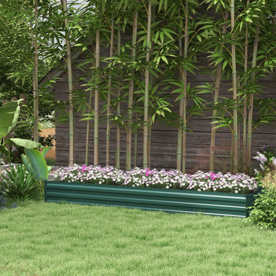 Outsunny Galvanised Raised Bed for Garden, 240 x 60 cm