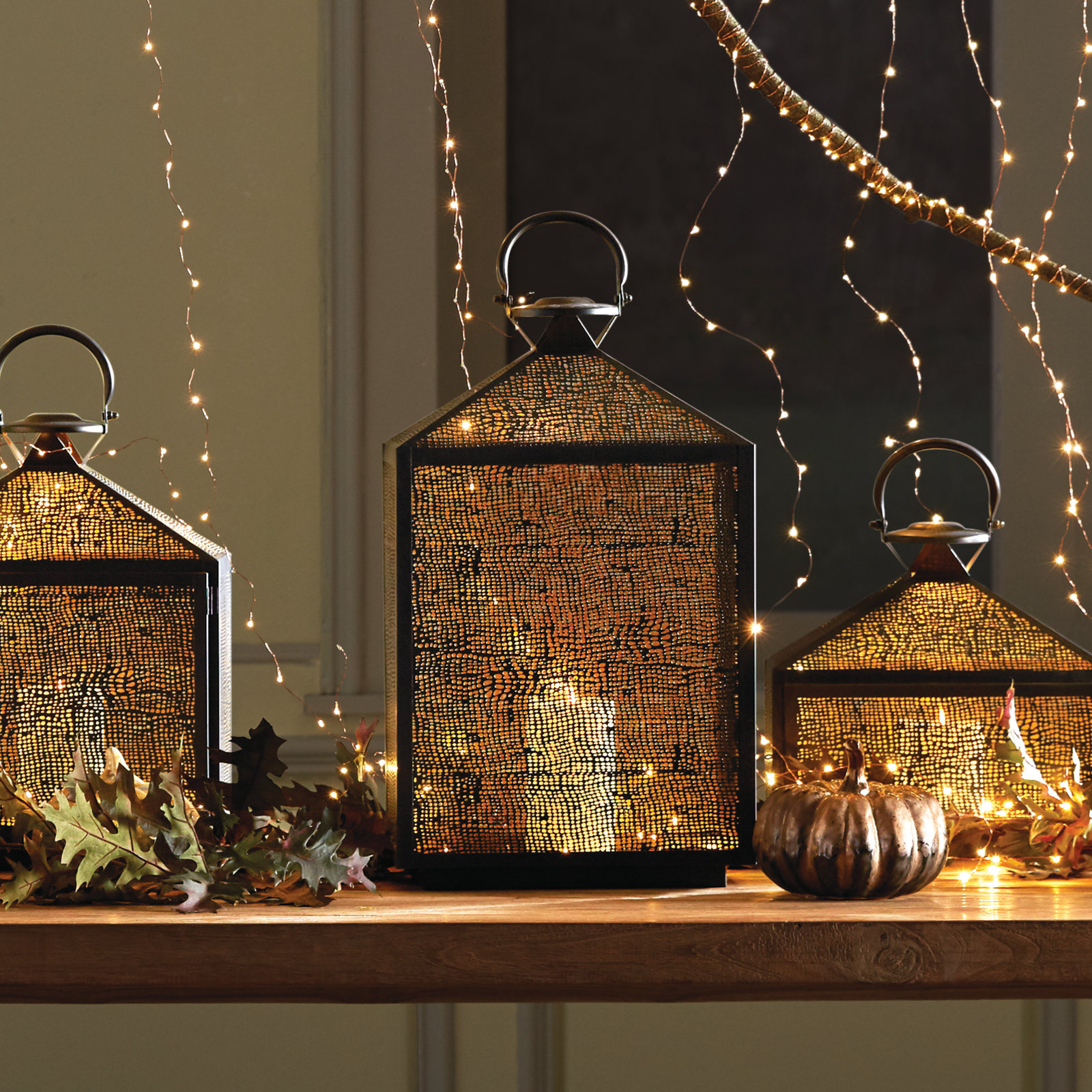 Roshni Iron Floor Lantern, 20" H x 11.75" W x 6.5" D