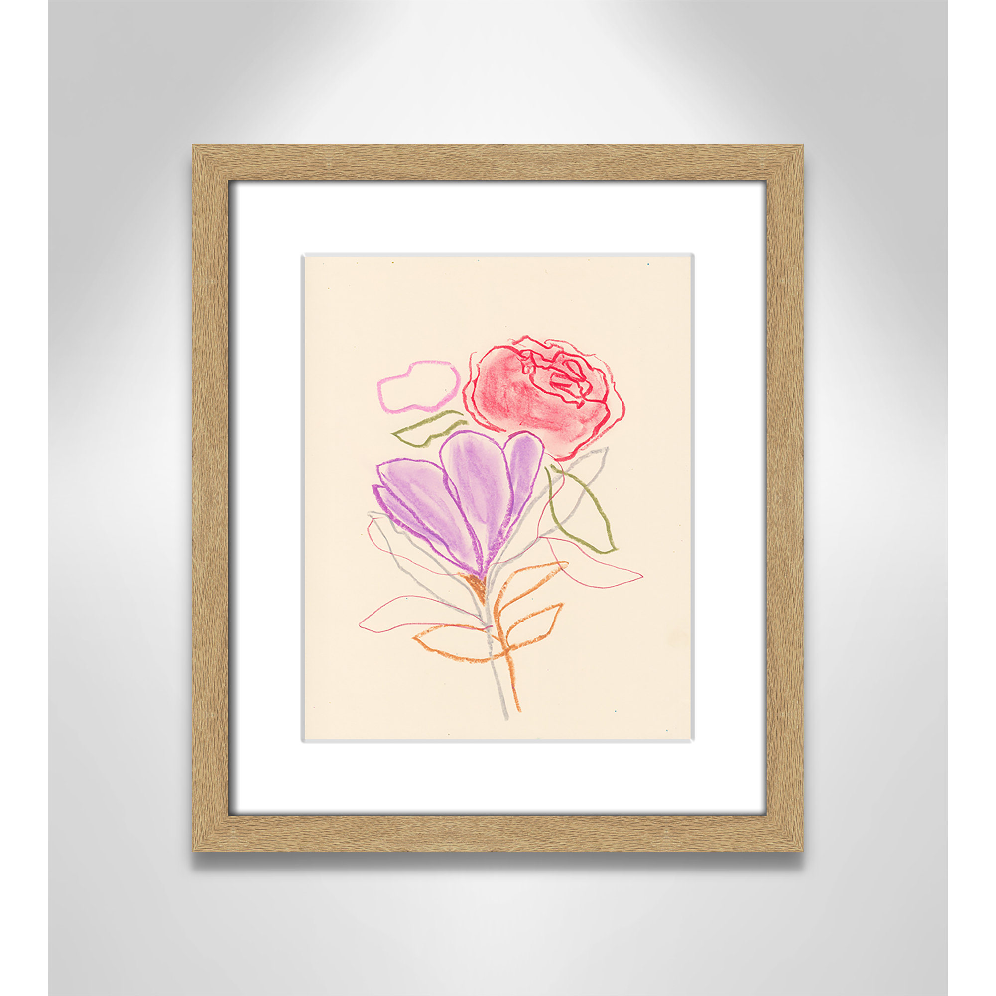Simple Floral III Print by Bea Dina, Natural Single Picture Framed Paper, White, 15" H x 13" W x 1.25" D