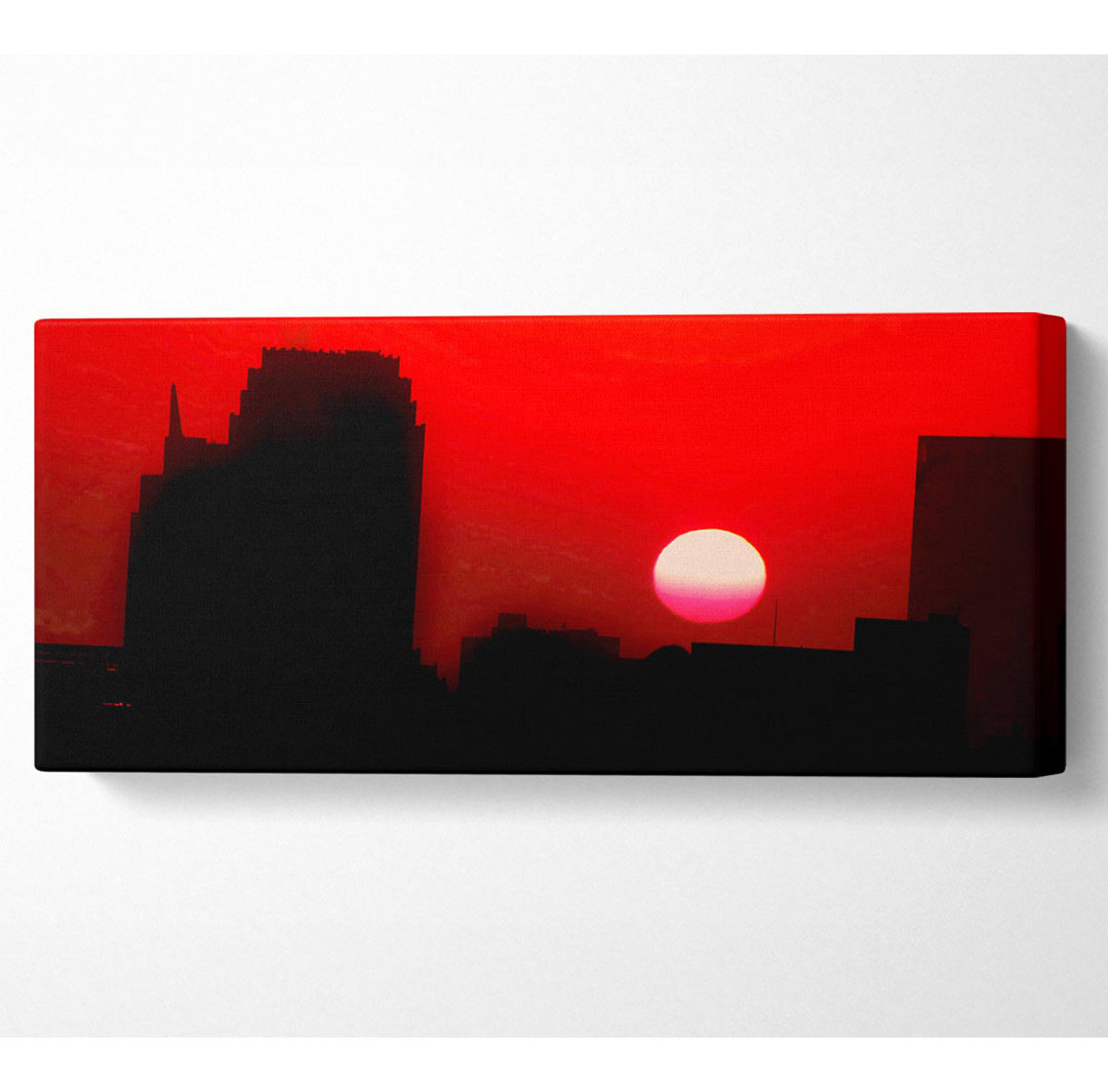 Red City Sundown - Panorama-Kunstdrucke auf Leinwand - Wrapped Canvas