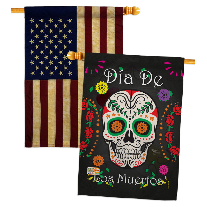 Drapeau de maison 40 po x 28 po Dia De Los Muertos