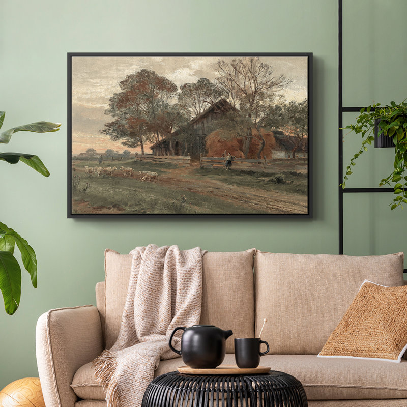 Paysage rétro - Toile tendue avec châssis DCXLIV, Noir, H 27 po x l 41 po