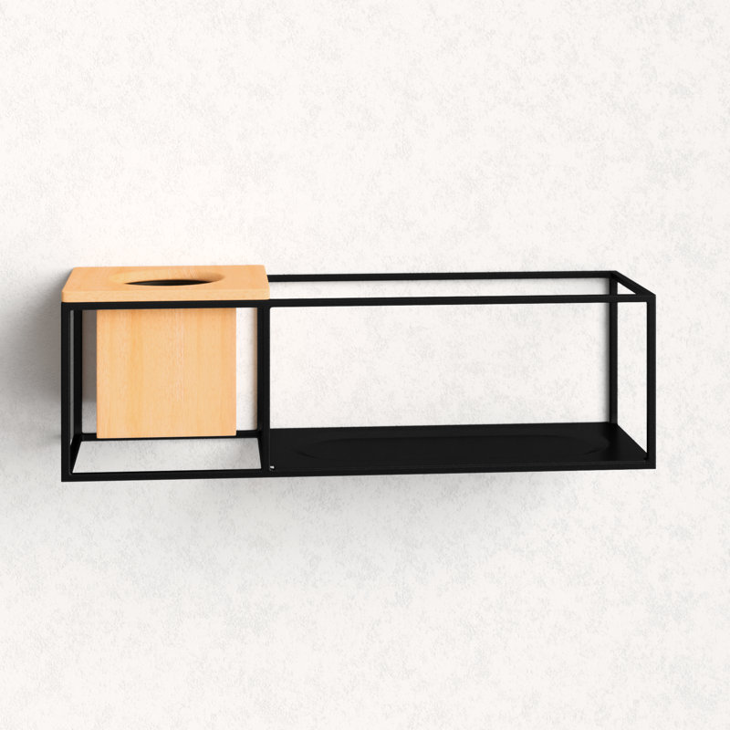 Cubist Accent Shelf, 5.28" H x 15.71" W x 5.12" D, Black