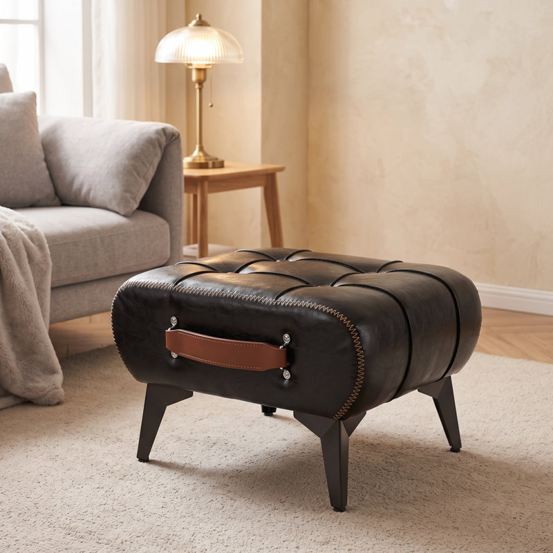 Pouf en similicuir, repose-pieds, tabouret décoratif, idéal pour le salon.