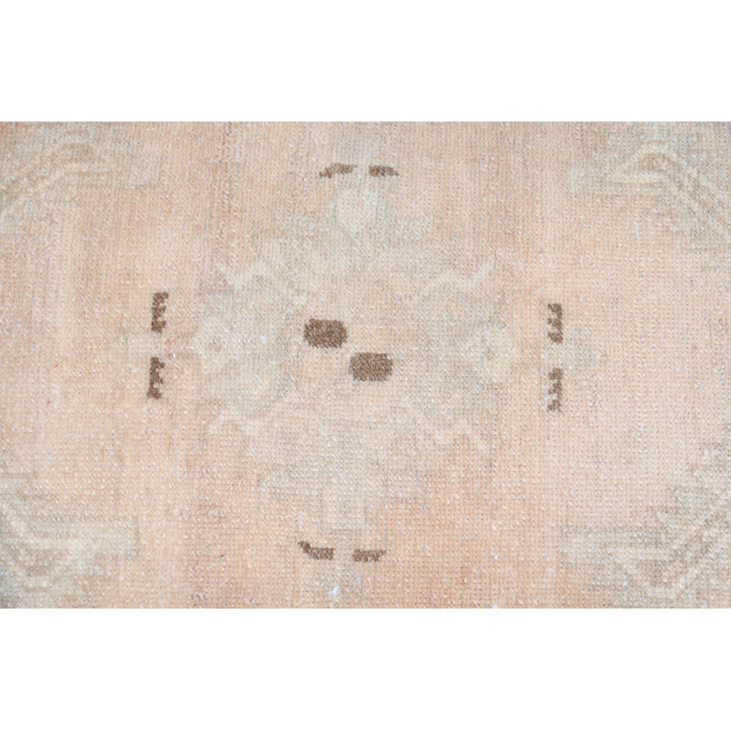 Vintage Small Turkish Anatolian Wool Rug in Faded Orange for Bathroom or Entryway - 10832