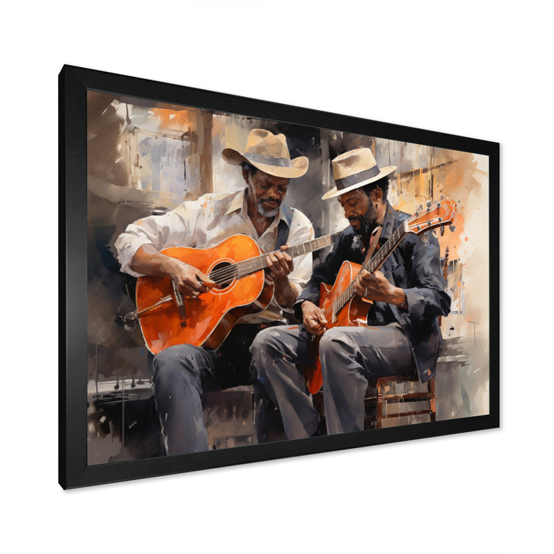 Orange noir, musique harmonieuse Duo I - musique, art mural, Cadre simple noir, H 12 po x l 20 po x P 1 po
