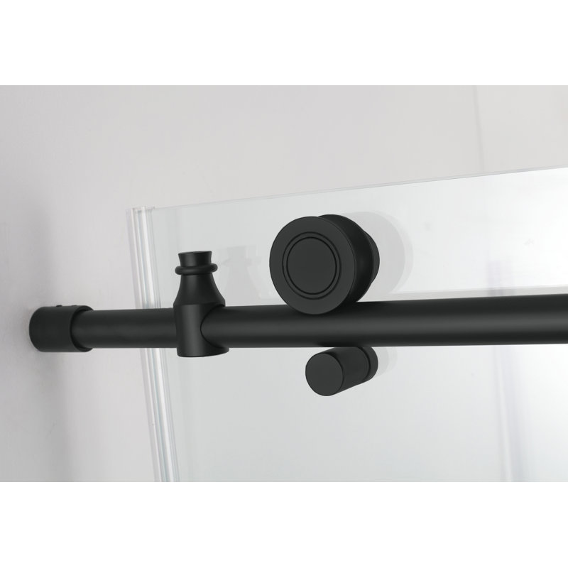 Coraline XL Frameless Matte Black Sliding Shower Enclosure with Clear Glass