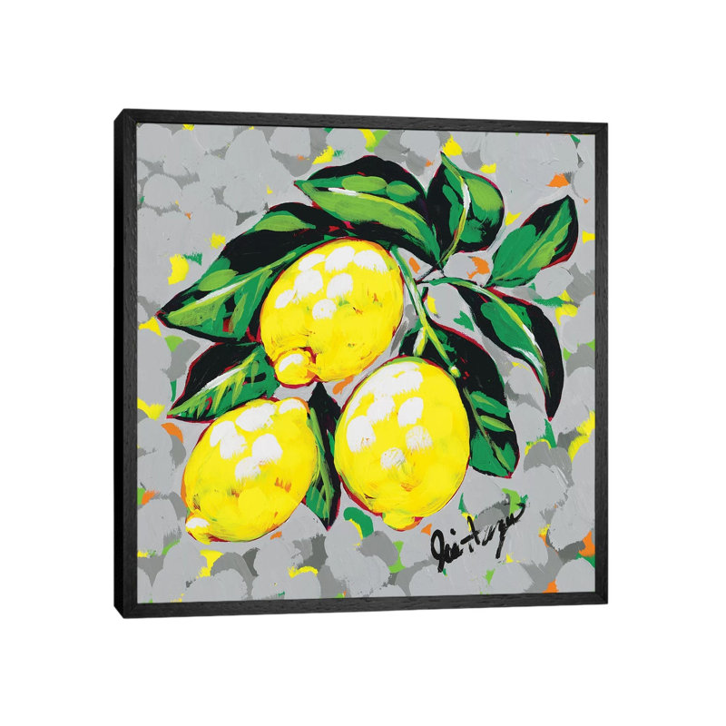 Fruit Sketch Lemons by Jodi Augustine - Painting on Canvas, 93.98cm H x 93.98cm W x 3.81cm D, Black Framed