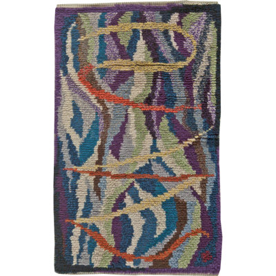Vintage One-of-a-Kind Rectangle 2'5" X 4'4" 1920s Wool Area Rug in
